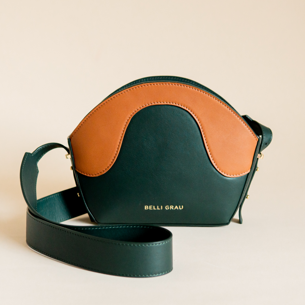 Neli Midnight Green and Brown Leather Handbag – FashionRooftop