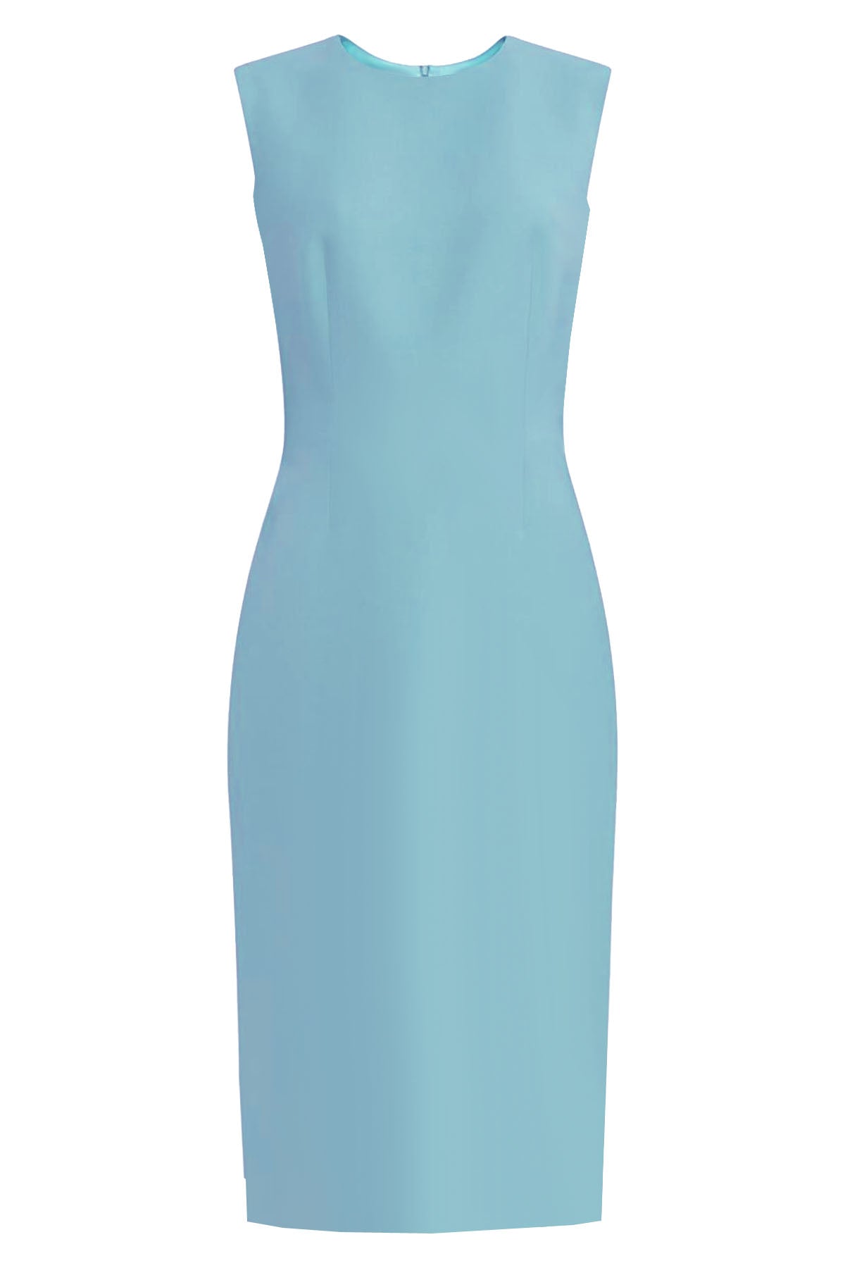 Light Blue Sheath Dress with High Neck